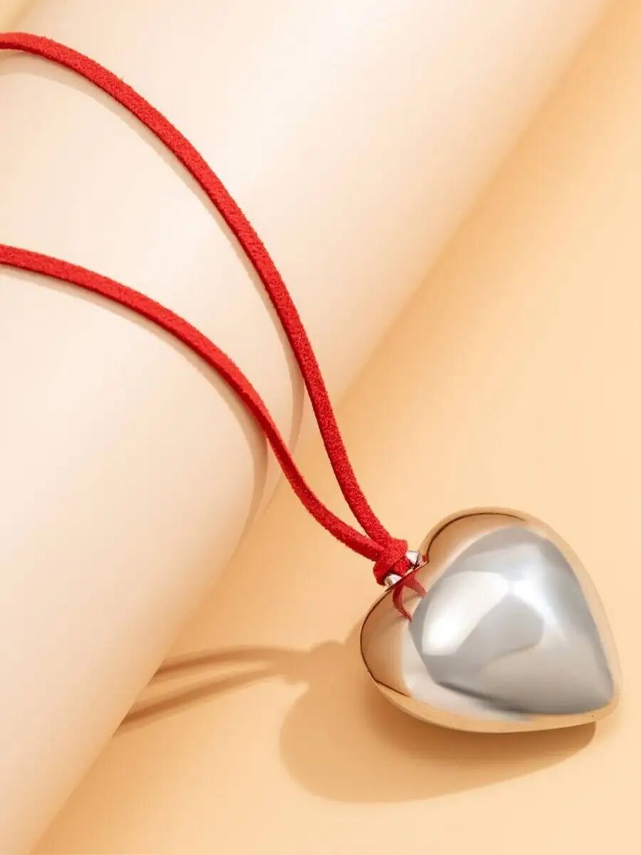 Чокер, длина 100 см, красный/серебристый — фото 1