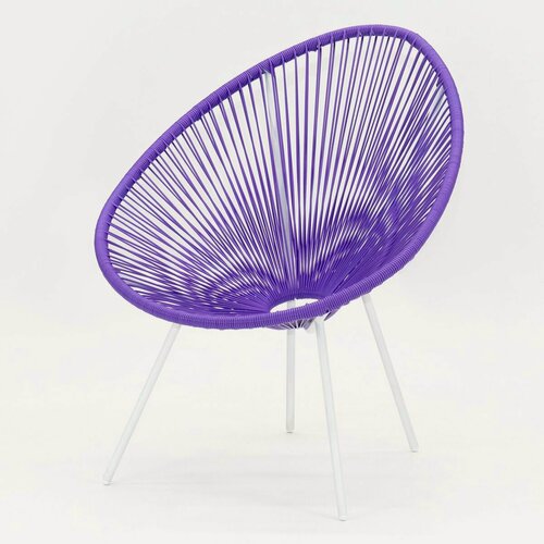 Изображение товара Кресло KORNERA "Акапулько", каркас белый, искусственный ротанг лавандовый