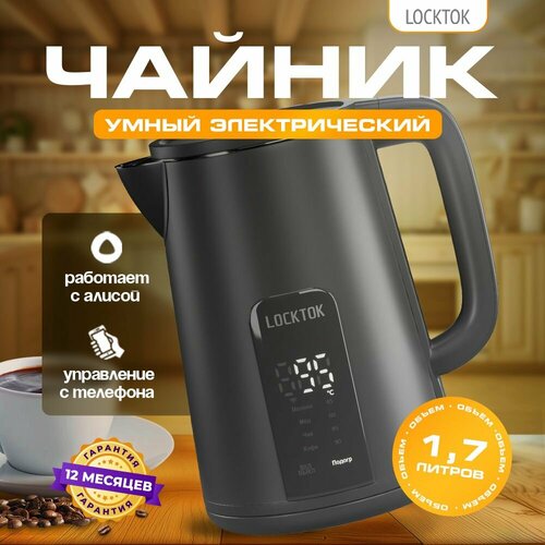 Умный электрический чайник LOCKTOK с Алисой, черный.
