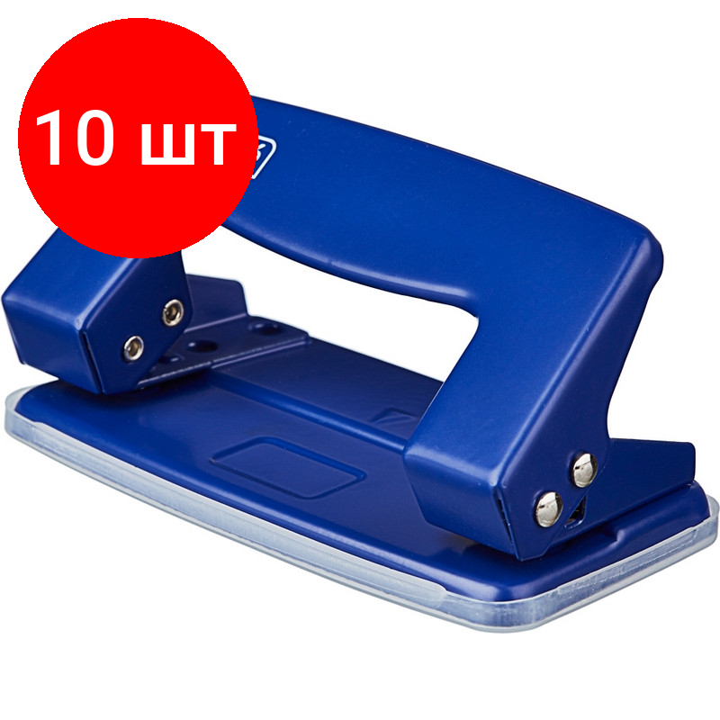 Комплект 10 штук, Дырокол ATTACHE 6304 до 10л, металл, синий