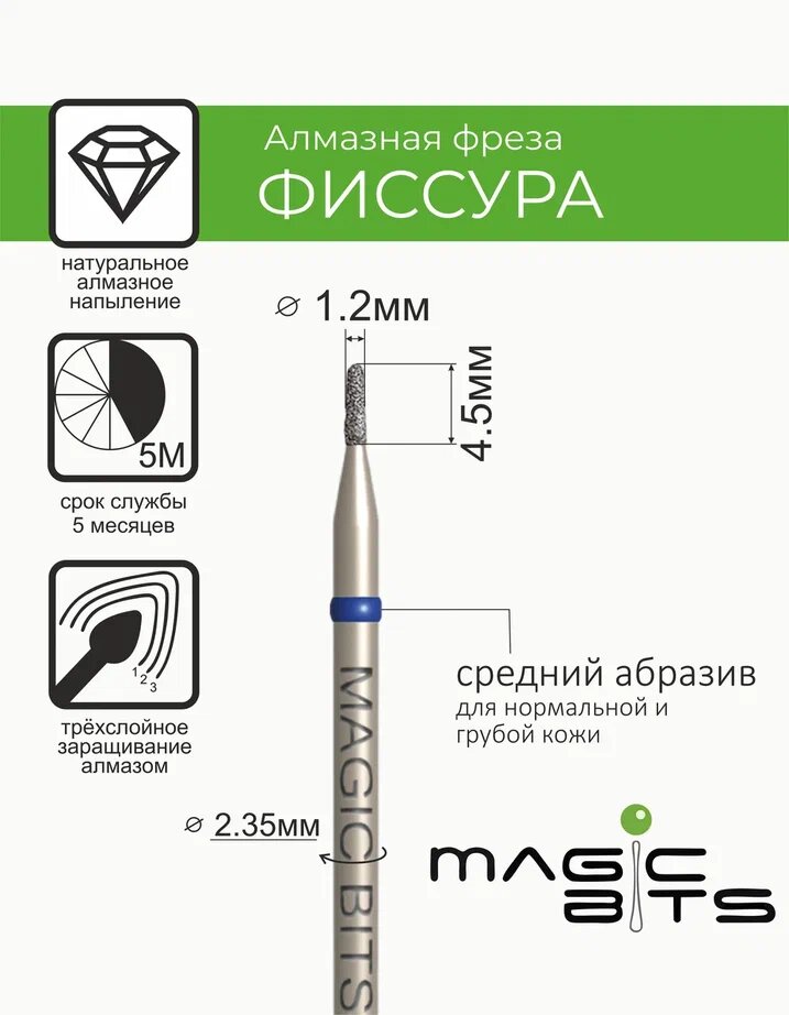 Magic bits Алмазная фиссура 1.2 мм с натуральным напылением среднего абразива