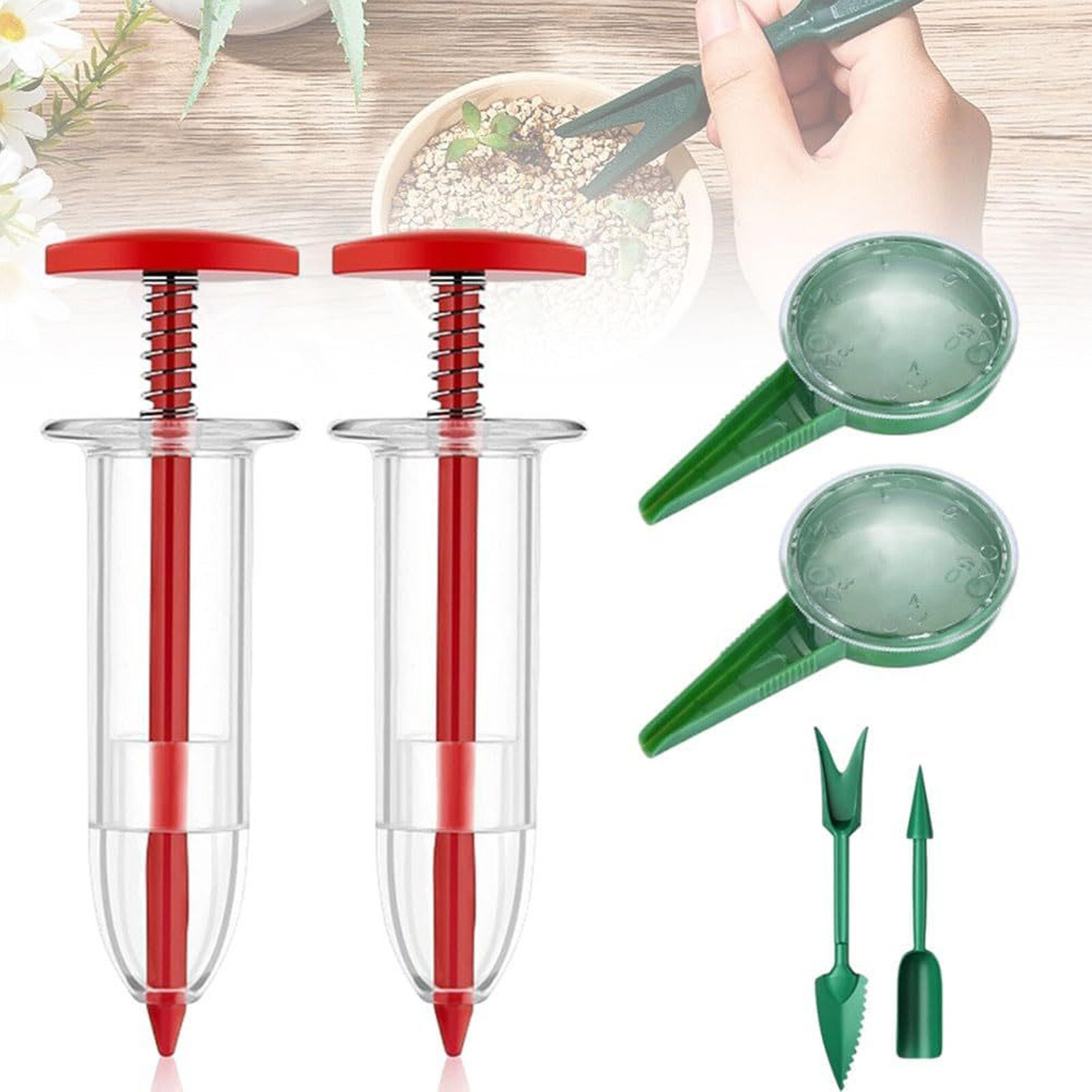 Изображение 6PCS Mini Seeder Manual Handheld Sowing Adjustable Portable Tool Set for Gardening Work