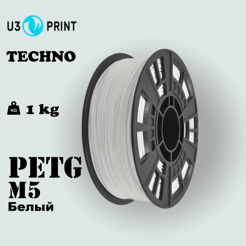 Изображение товара PETg пластик U3 M5 Snowflake для 3Д печати, инженерный, профессиональный, белый, 1кг