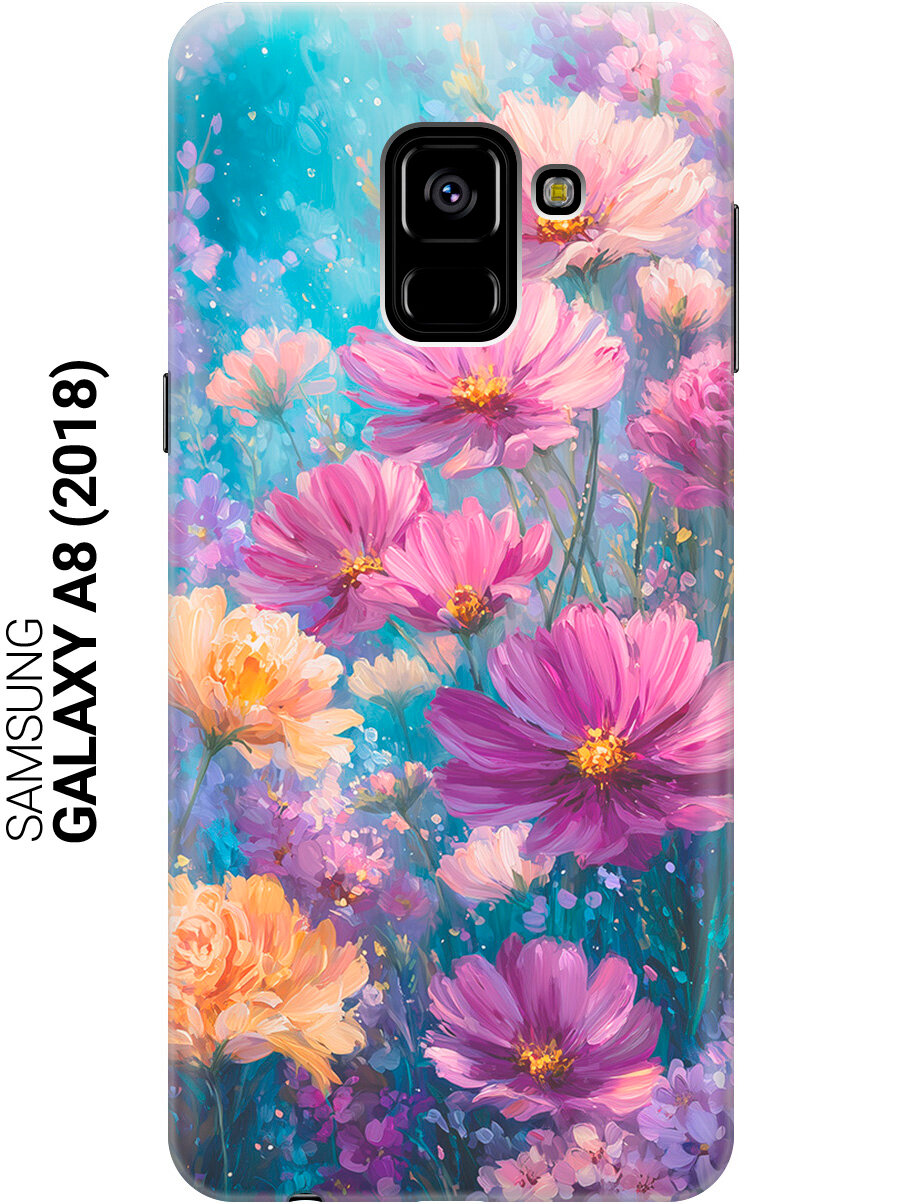 Силиконовый чехол на Samsung Galaxy A8 (2018) с принтом "Палитра полевых цветов"