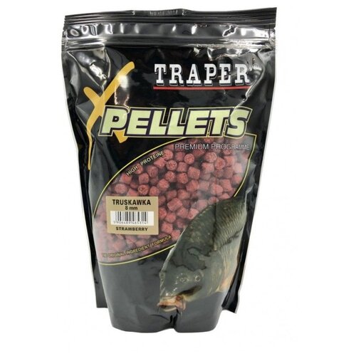 Прикормка TRAPER Pellets, 1000 г, , аромат клубника, truskawka