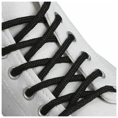 - Шнурки для обуви круглые, d = 4 мм, 120 см, пара, цвет чёрный