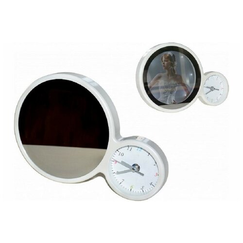 Зеркальная декоративная фоторамка со встроенными часами Apeyron 12-72, размер 20.5x6.1x2.9 см, цвет белый.