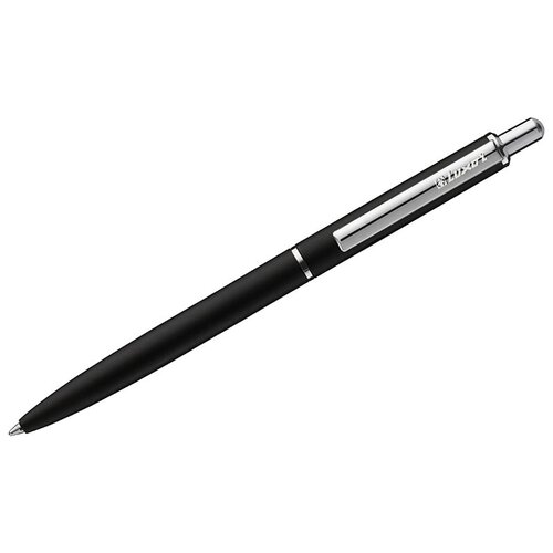 Ручка шариковая Luxor Cosmic синяя, 1,0мм, корпус черный, хром, кнопочный механизм, 10 штук