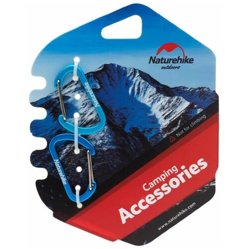 Карабин Naturehike NH15A004-H D-образный мини 4см 2 упаковки голубой