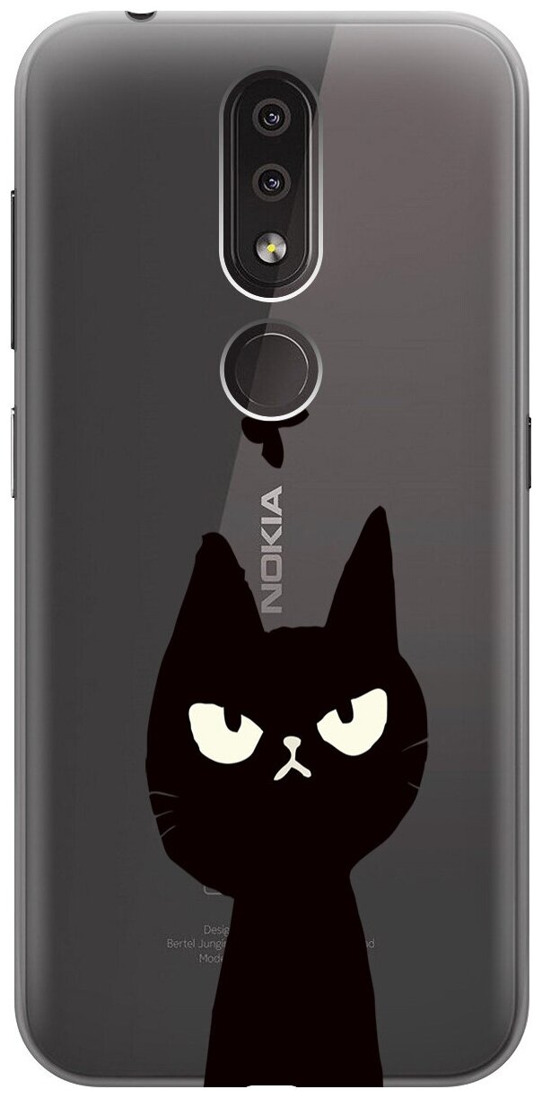 Силиконовый чехол на Nokia 4.2, Нокиа 4.2 с 3D принтом "Disgruntled Cat" прозрачный