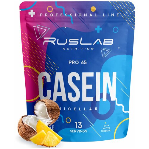 Micellar CASEIN PRO 65, казеиновый протеин, белковый коктейль (416 гр), вкус пина колада micellar casein pro 65 казеиновый протеин белковый коктейль 416 гр вкус капучино