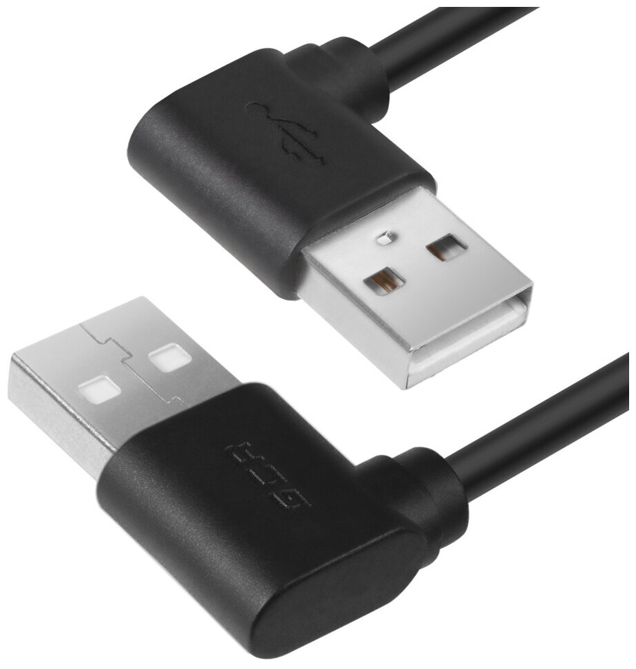Кабель 0.2m USB 2.0 AM угловой левый / AM угловой левый 28/24 AWG (GCR-AUM5AM-BB2S-0.2m)