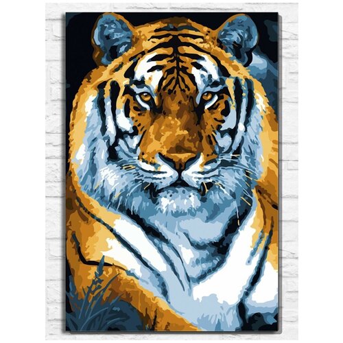 картина по номерам на холсте плавающий тигр животные большая кошка 9067 в 30x40 Картина по номерам на холсте грозный тигр (большая кошка) - 9378 В 60x40