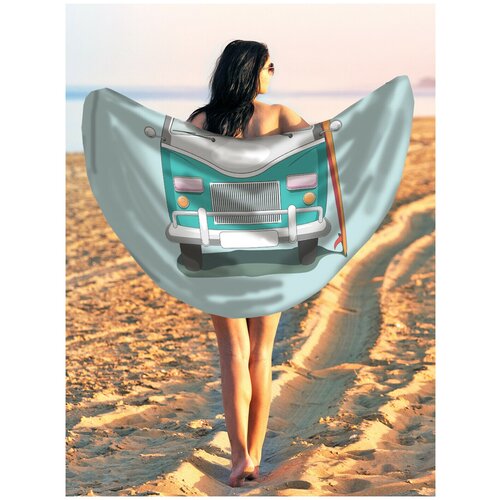 фото Парео и пляжный коврик joyarty "к серфингу готов", трикотаж 150 см