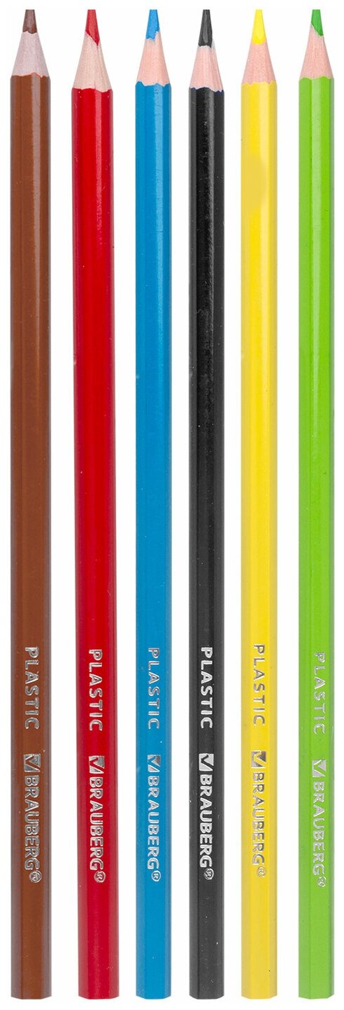 Карандаши цветные Brauberg Premium 6 цветов - фото №2