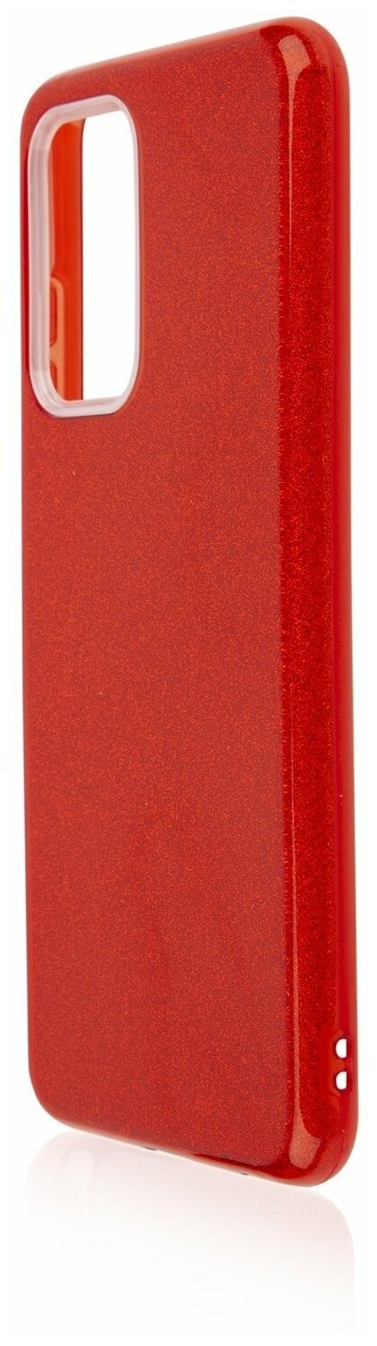 Чехол для Samsung Galaxy A52, бортик камер, с блестками, сияющий, цвет красный
