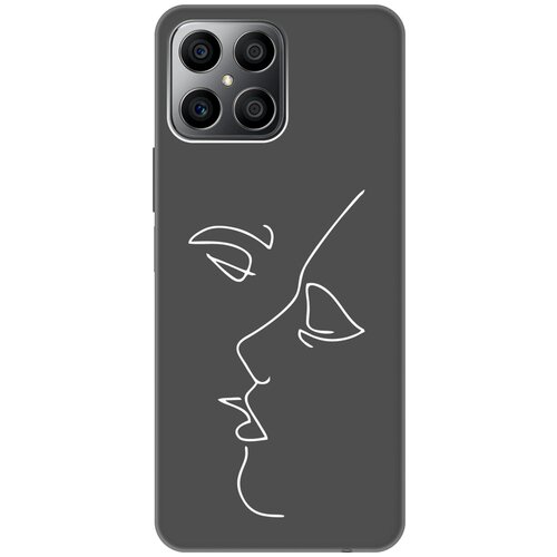 Матовый чехол Faces W для Honor X8 / Хонор Икс 8 с 3D эффектом черный матовый чехол faces w для honor x8 хонор икс 8 с 3d эффектом черный