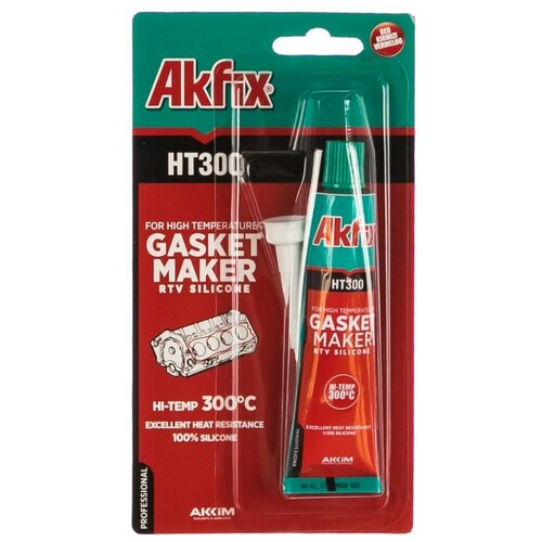 Герметик Akfix HT300, силиконовый, термостойкий, красный, 50 мл