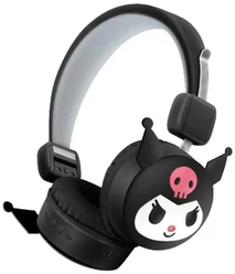 Наушники беспроводные накладные детские "Hello Kitty Kuromi" черные с ушками Блютуз гарнитура для телефона, смартфона, компьютера bluetooth tws