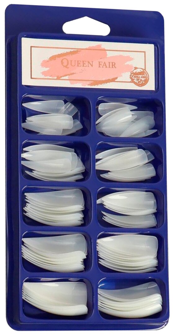 Типсы для ногтей, 100 шт, форма стилет, короткая контактная зона, в контейнере, цвет бежевый - фотография № 1