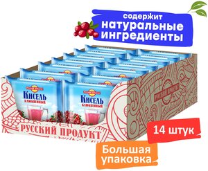 Кисель брикет "Клюквенный" 190г, 14 упаковок в шоубоксе. "Русский Продукт".