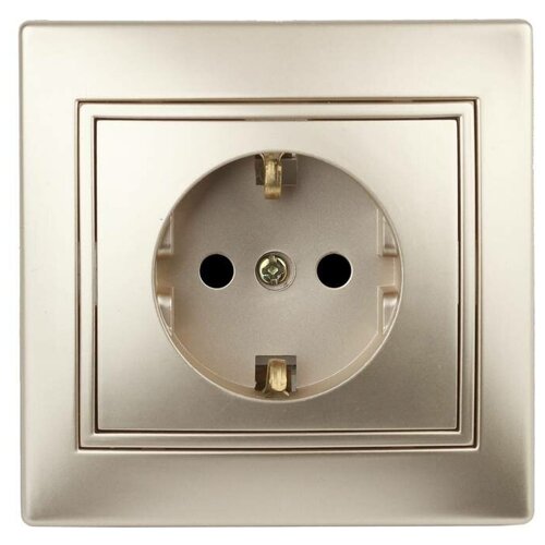1-202-04 Intro Розетка 2P+E Schuko, 16А-250В, IP20, СУ, Plano, шампань, 1шт