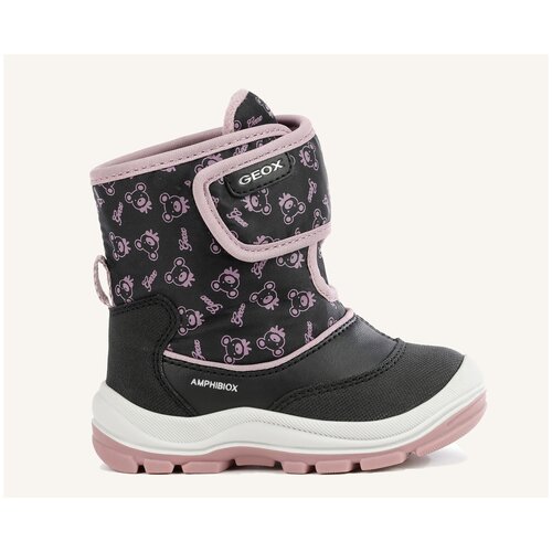 ботинки GEOX для девочек B FLANFIL GIRL B ABX цвет чёрный/тёмно-розовый, размер 22