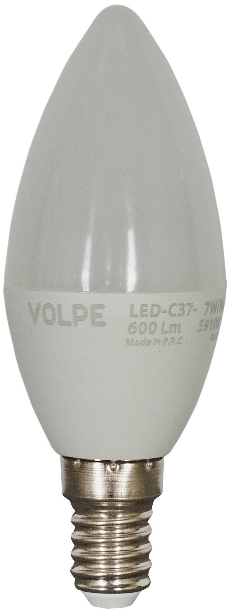 Светодиодная лампа Volpe Norma, E14, 220 В, 7 Вт, свеча 600 лм, белый свет - фотография № 1