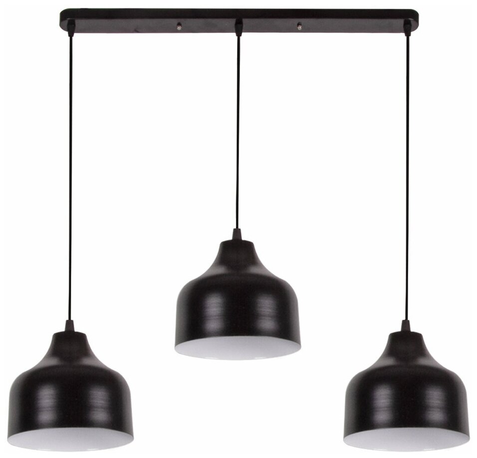 Светильник потолочный "Чашка", тройной, планка, черный, Е14, D 15,5 см