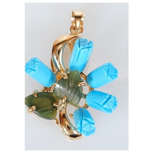 фото Кулон с бирюзой и нефритом "2 дуги" lotus jewelry