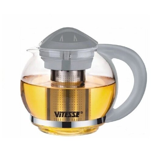 Заварочный чайник Vitesse VS-4004 серый ,объем 1,3л жаростойкое стекло