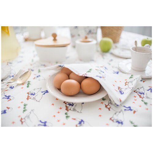 Набор полотенец кухонных / Гуси Чешские / Белый лен / 3 шт. / 45*60 см / кухонное полотенце / набор полотенец / Пасха / Гуси текстиль кухня