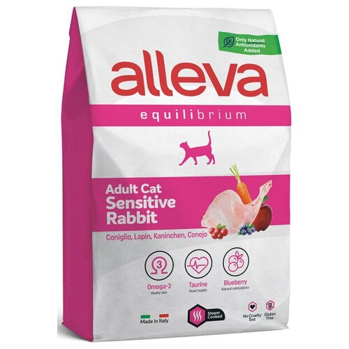 Корм Alleva Equilibrium Adult Cat Sensitive Rabbit для взрослых кошек, кролик, 1.5 кг