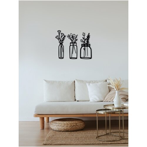 Декоративное панно Цветы в вазах 3шт. 71х53см / Ais Laser / Декор и интерьер