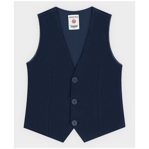 фото Школьный жилет button blue, размер 158, синий