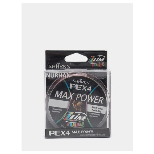 SHARKS Плетеный шнур MAX POWER PEx4 0,14мм мультиколор (100м)