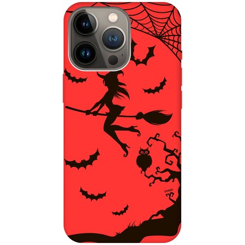 Силиконовый чехол на Apple iPhone 13 Pro Max / Эпл Айфон 13 Про Макс с рисунком Witch on a Broomstick Soft Touch красный силиконовый чехол на apple iphone 14 pro max эпл айфон 14 про макс с рисунком witch on a broomstick soft touch сиреневый