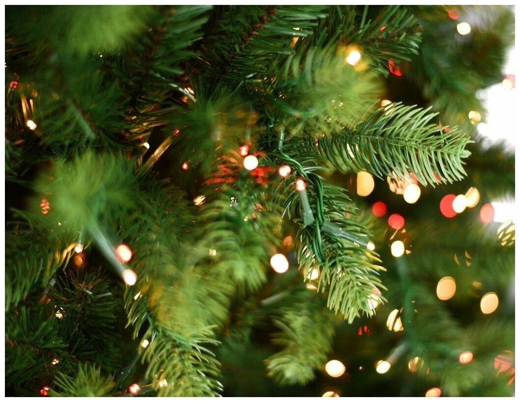 A Perfect Christmas Искусственная стройная елка с гирляндой Джорджия Slim 228 см, 2000 красных/теплых белых ламп, литая + ПВХ 31GEOR228DL