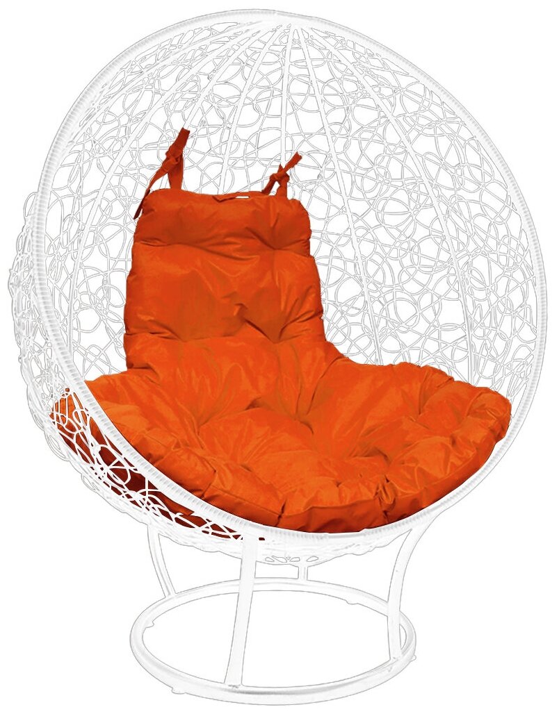 Кресло m-group круг на подставке ротанг белое, оранжевая подушка - фотография № 17