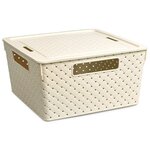 Коробка для хранения «Береста», 11 л, квадратная, с крышкой, цвет слоновая кость - изображение