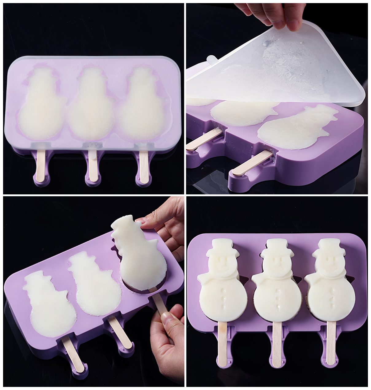 Форма для мороженого десертов кейс-попсов силиконовая формочка для выпечки и запекания "Снеговик" - фотография № 3