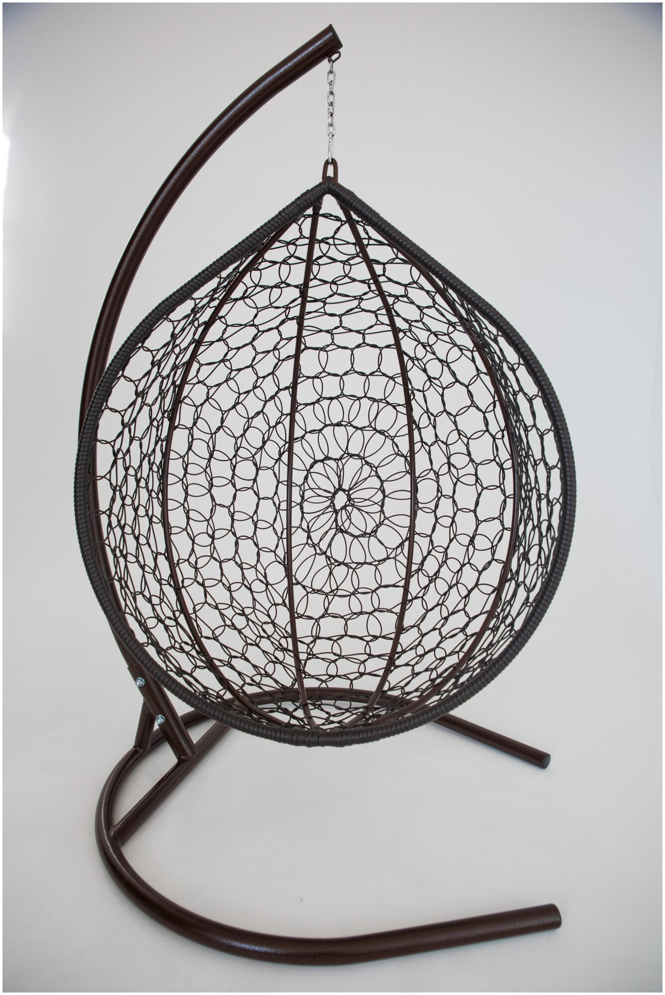 Подвесное кресло-кокон Yova Bubble из эко-ротанга, стойка венге, подушка круглая коричневая - фотография № 6