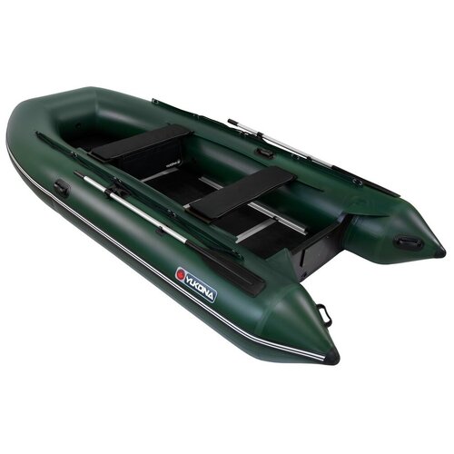 фото Надувная лодка пвх yukona 410 ts f под мотор с килем и фанерным пайолом, зеленая