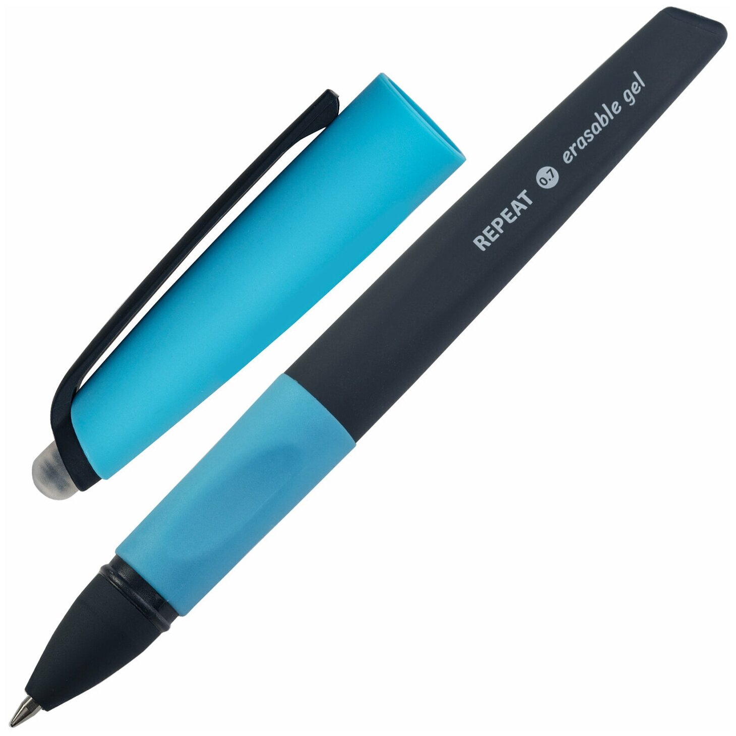 Ручка стираемая гелевая с эргономичным грипом BRAUBERG REPEAT, синяя, узел 0,7мм, линия 0,5мм,143662