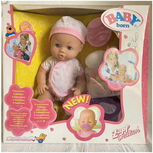 фото Кукла пупс baby born, интерактивная детская игрушка для девочек, кукла бэби борн 40см с аксессуарами