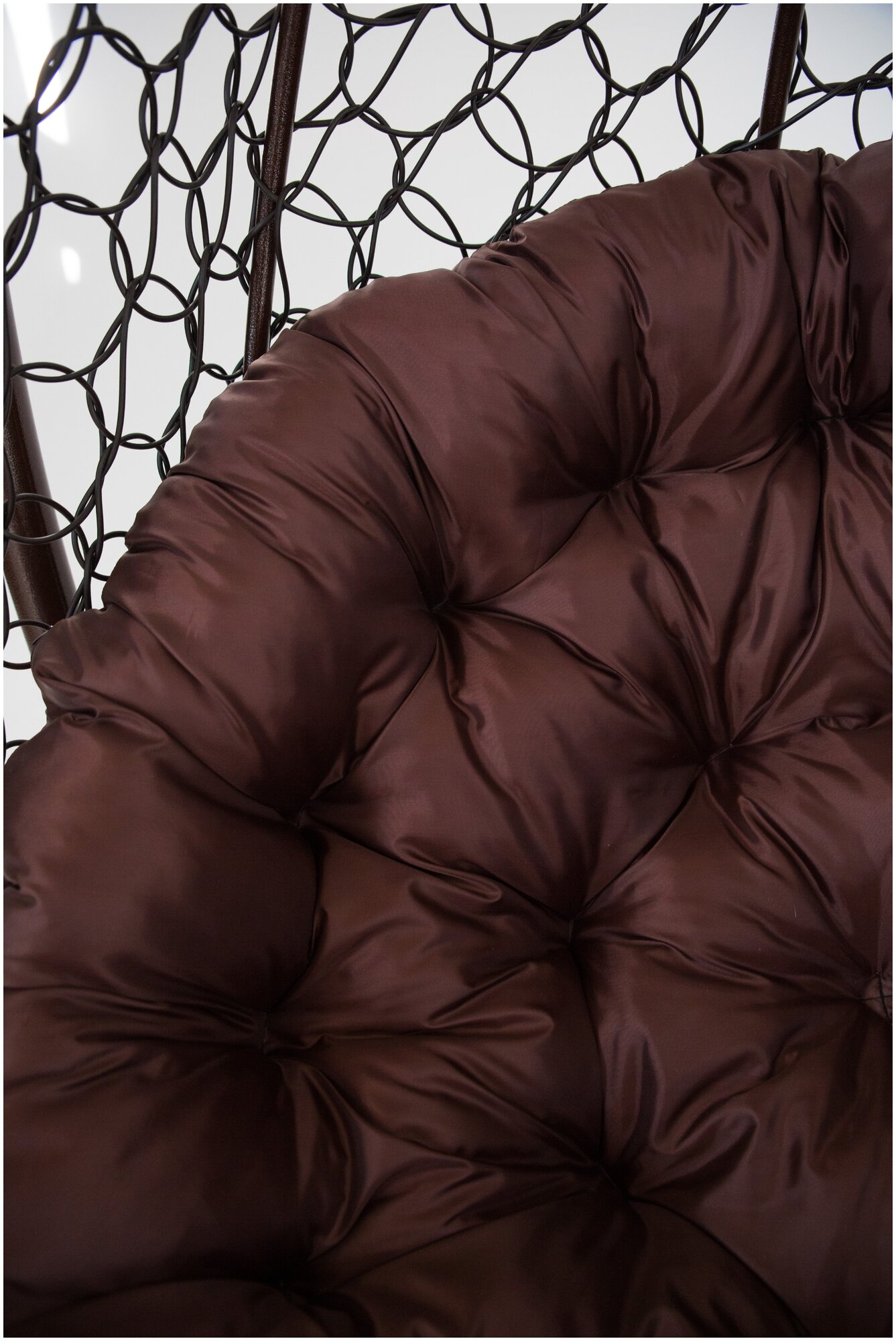 Подвесное кресло-кокон Yova Bubble из эко-ротанга, стойка венге, подушка круглая коричневая - фотография № 4
