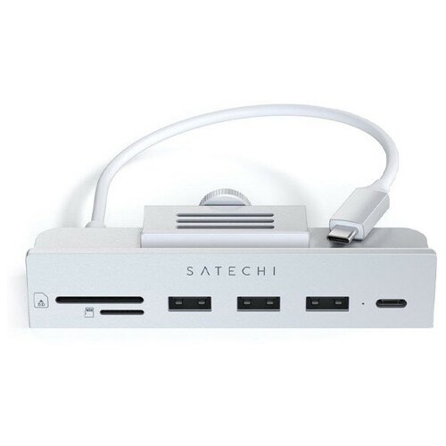 USB-C-концентратор Satechi Aluminum USB-C Clamp Hub для 24 iMac - Silver, цвет серебристый хаб usb satechi usb c aluminum usb c clamp hub для 24 imac st ucichb