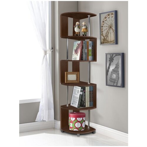 Стеллаж угловой Моя Мебель, ЗигЗаг с трубами, Венге 40х40х190 см