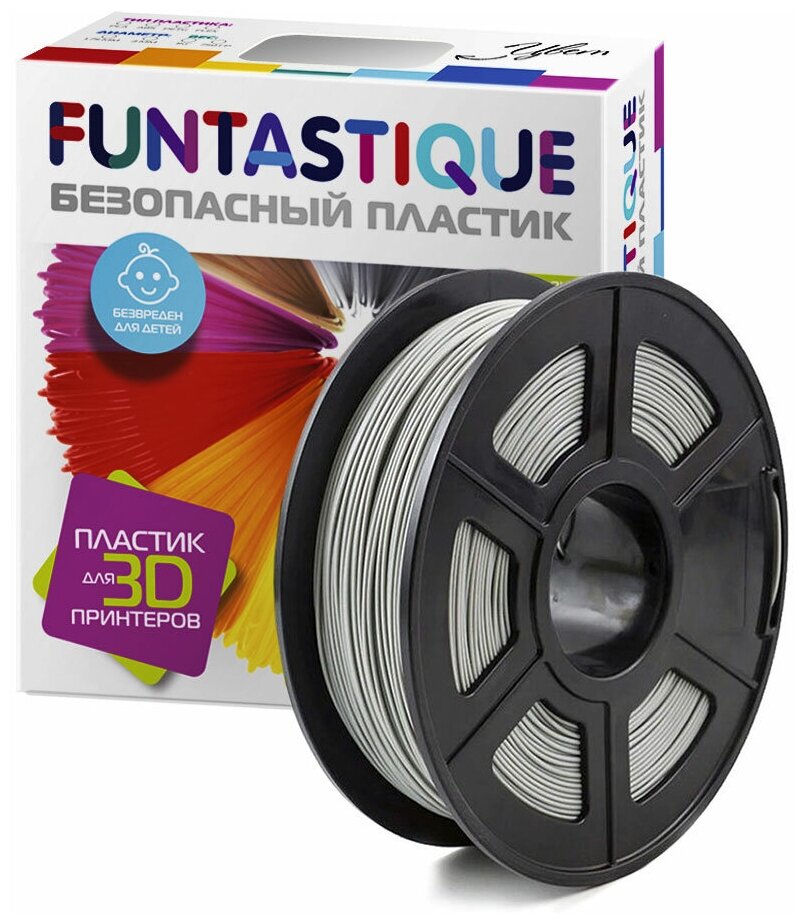 PLA-пластик в катушке Funtastique PLA-1KG-GY, 1.75 мм, 1 кг (Серый)