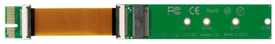 Адаптер-переходник удлинитель для установки диска SSD M.2 NVMe (M key) в слот PCIe x1 / NHFK N-PN08C